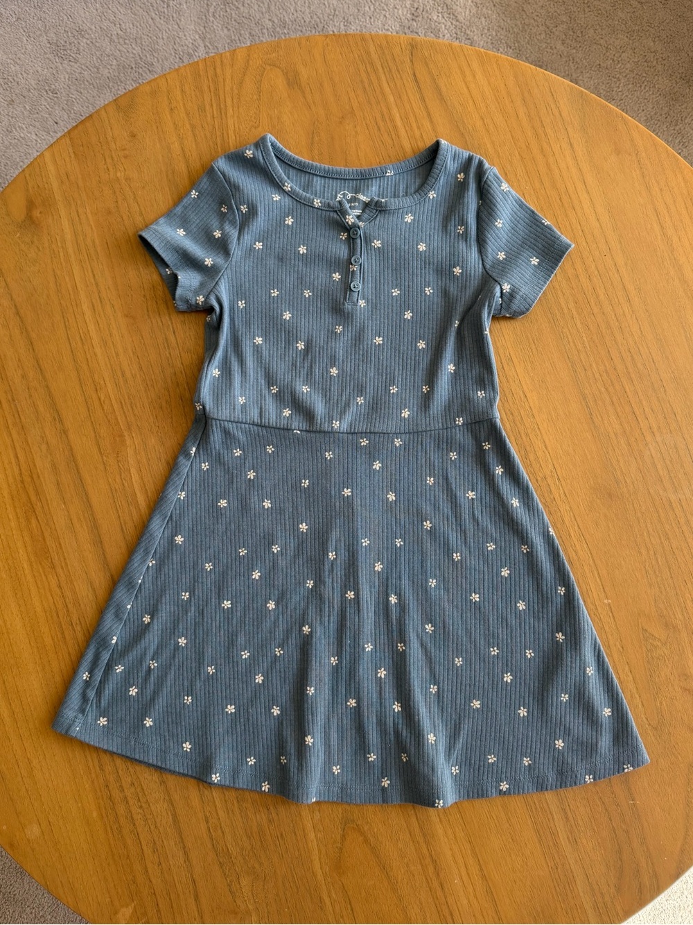 Art Class Girls' Blue Floral Ribbed Knit Dress